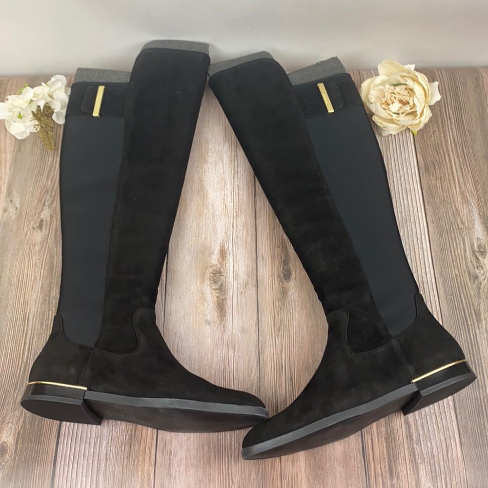 Calvin Klein Black Suede Over the Knee Boots 9M